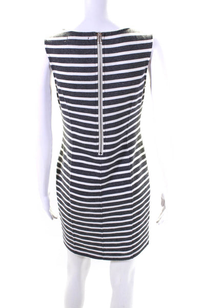 Sanctuary Womens Knit Terry Striped Sleeveless Sheath Dress Gray White Medium