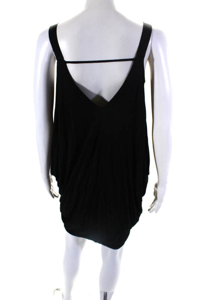 Trina Turk Womens V Neck Layered Jersey Sleeveless Mini Dress Black Size Small