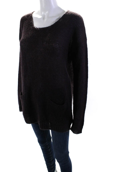 Velvet Womens Loose Knit Crew Neck Pullover Sweater Dark Purple Size Medium