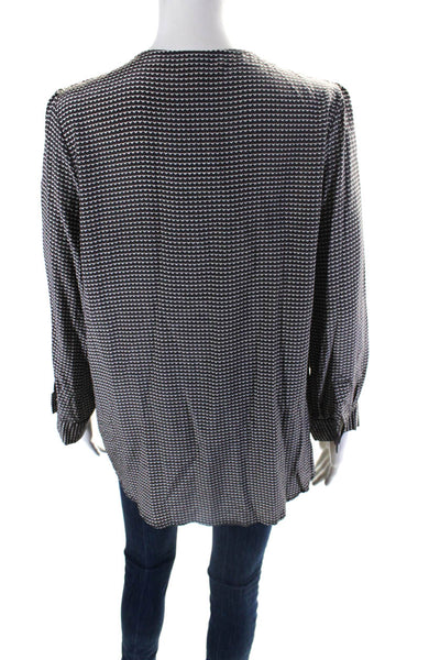 Joie Womens Long Sleeve Y Neck Geometric Top Blouse Gray Size Medium