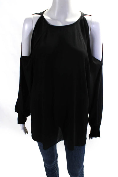 Cut 25 Yigal Azrouel Womens Long Sleeve Open Back Top Blouse Black Size Large