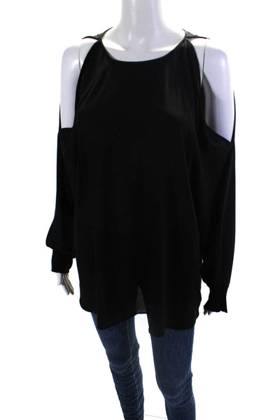 Cut 25 Yigal Azrouel Womens Long Sleeve Open Back Top Blouse Black Size Large