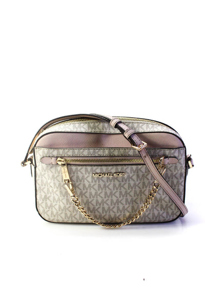 Michael Michael Kors Womens Blush Multi Zip CHAIN Crossbody Bag Handbag