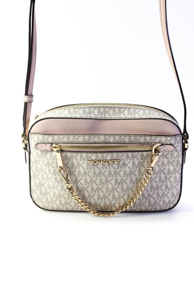 Michael Michael Kors Womens Blush Multi Zip CHAIN Crossbody Bag Handbag