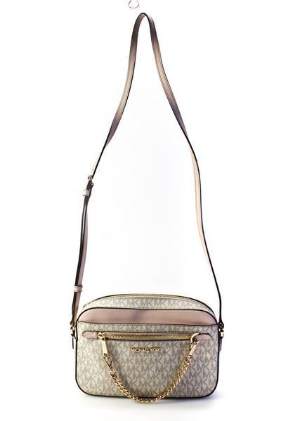 Michael Michael Kors Womens Blush Multi Zip CHAIN Crossbody Bag Handbag