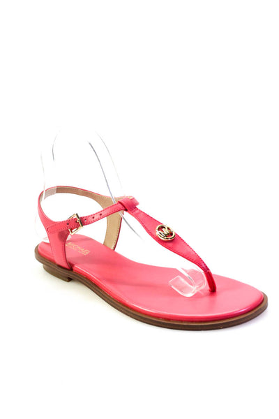 MICHAEL Michael Kors Womens Pink Mallory Leather Thong Sandals Shoes Size 7M