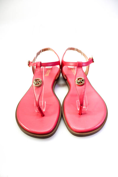 MICHAEL Michael Kors Womens Pink Mallory Leather Thong Sandals Shoes Size 7M