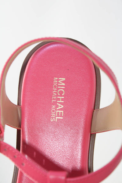 MICHAEL Michael Kors Womens Pink Mallory Leather Thong Sandals Shoes Size 7M