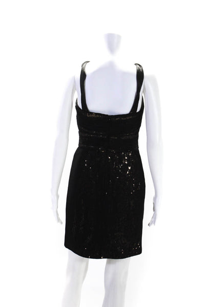 Theia Womens Sleeveless Halter Neck Sequin A Line Cocktail Dress Black Size S