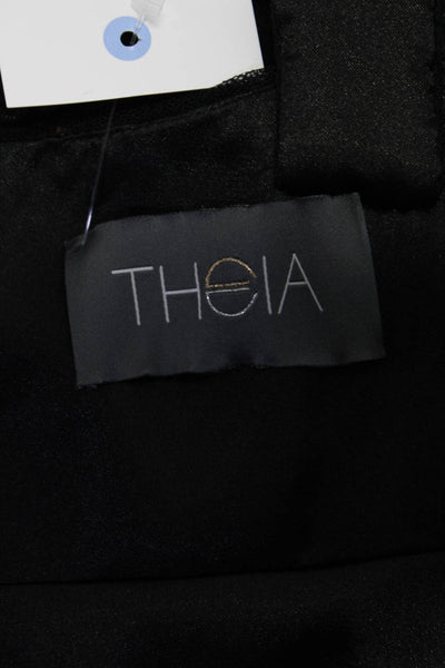 Theia Womens Sleeveless Halter Neck Sequin A Line Cocktail Dress Black Size S