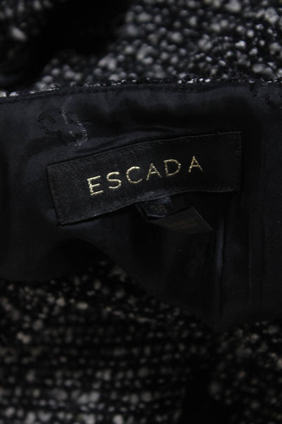 Escada Womens Tweed Lace Trim Short Sleeves Dress Black Wool Size EUR 38