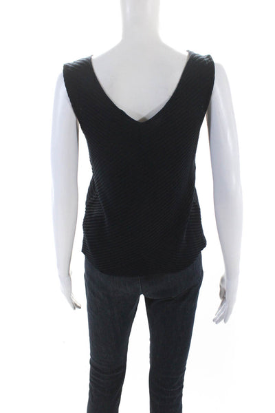 Armani Collezioni Womens Sleeveless V Neck Tank Top Navy Blue Cotton Size 8