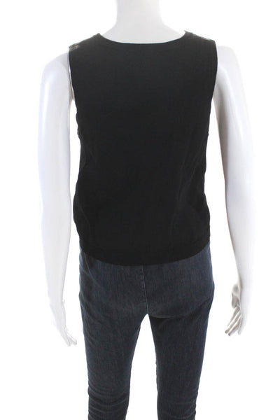 Artelier Nicole Miller Womens Knit Crew Neck Shell Tank Top Black Size Large