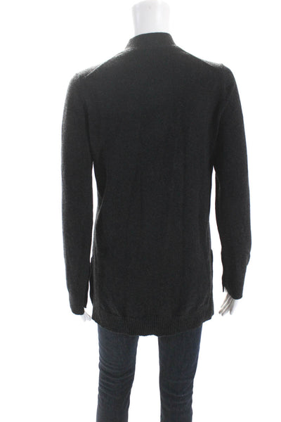 Christopher Fischer Womens Side Button V Neck Sweater Dark Gray Size Medium