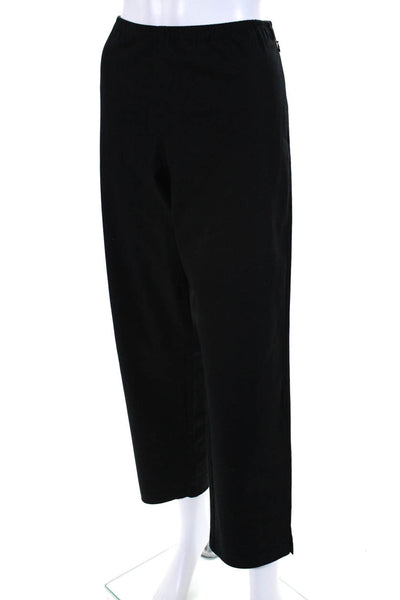 Eileen Fisher Womens Cotton Side Zipped Slip-On Tapered Dress Pants Black Size M