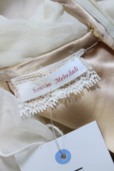Sousan Mebrdadi Childrens Girls Tiered Chiffon Ruffle Midi Dress White Size 12