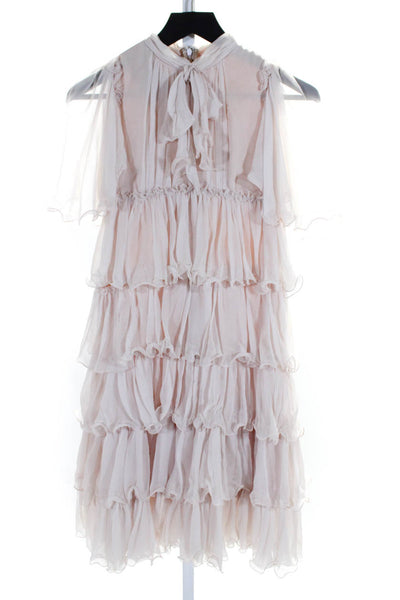 Sousan Mebrdadi Girls Tiered Chiffon Ruffle Midi Dress Light Pink Size 10