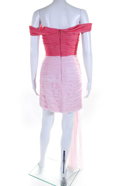 Giambattista Valli Womens Ruched Chiffon Keyhole Mini Sheath Dress Pink IT 42