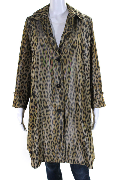 Christian Dior Womens Midi Length Leopard Print Taffeta Jacket Brown Silk Size 2