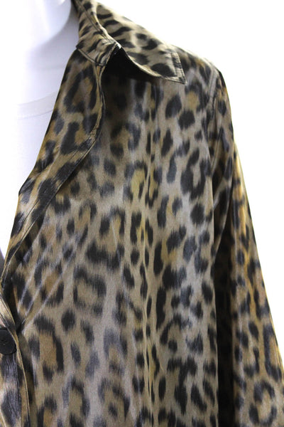 Christian Dior Womens Midi Length Leopard Print Taffeta Jacket Brown Silk Size 2