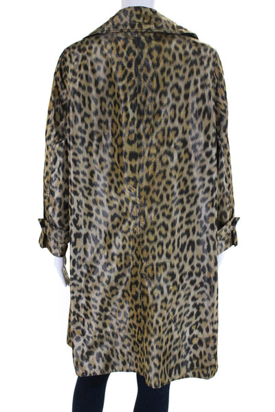 Christian Dior Womens Midi Length Leopard Print Taffeta Jacket Brown Silk Size 2