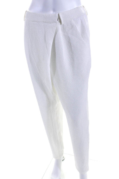 Finders Womens Textured Pleated Straight Leg Trousers White Size XS