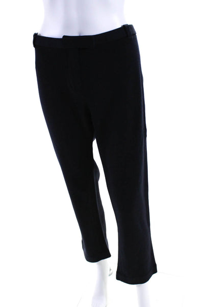 Tory Burch Womens Wool Hook & Eye Zipped Straight Leg Pants Navy Size 12