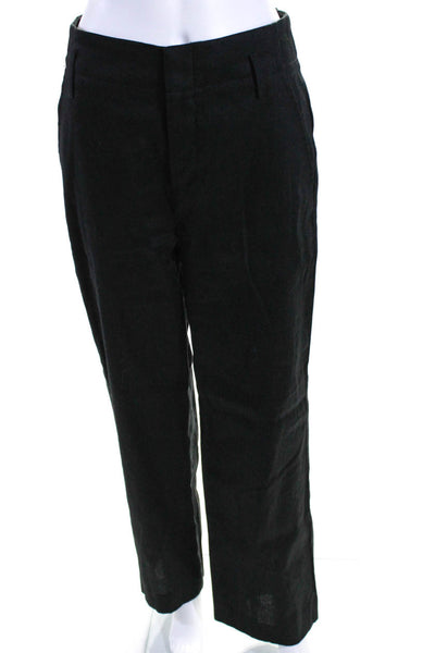 Banana Republic Womens Linen Hook & Eye Straight High Rise Pants Black Size 4