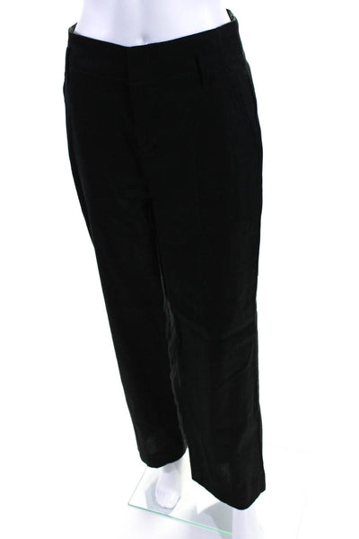 Banana Republic Womens Linen Hook & Eye Straight High Rise Pants Black Size 4