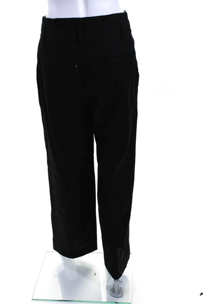 Banana Republic Womens Linen Hook & Eye Straight High Rise Pants Black Size 4