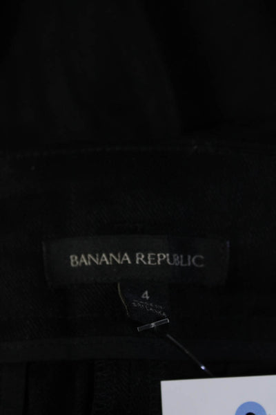 Banana Republic Womens Linen Hook & Eye Straight High Rise Pants Black Size 4