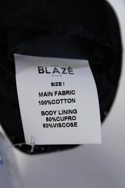 Blaze Milano Womens One Button Metallic Spotted Velvet Blazer Jacket Black 1