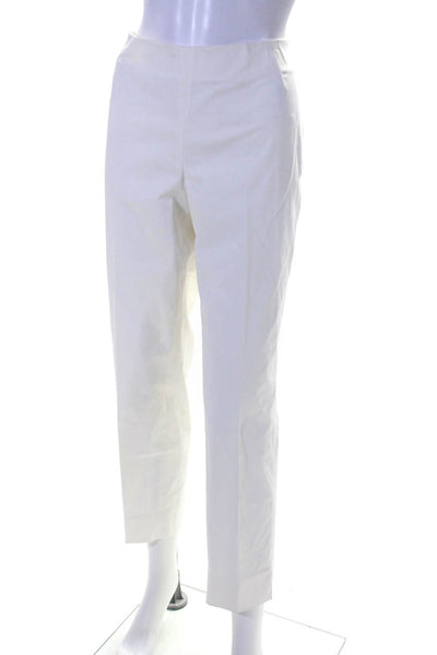 Lafayette 148 New York Women's Flat Front Straight Leg Ankle Pant White Size 10