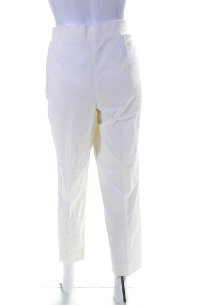 Lafayette 148 New York Women's Flat Front Straight Leg Ankle Pant White Size 10