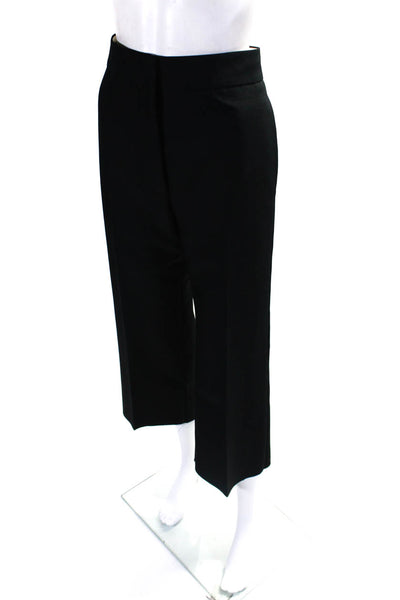 Marni Womens Woven High Rise Zip Up Wide Leg Crop Pants Trousers Black Size 38