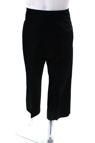 Marni Womens Woven High Rise Zip Up Wide Leg Crop Pants Trousers Black Size 38