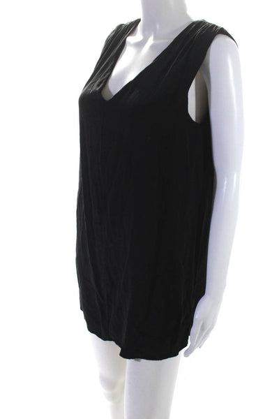 Feel The Piece Womens V Neck Sleeveless Mini Shift Dress Black Silk Size XS/S