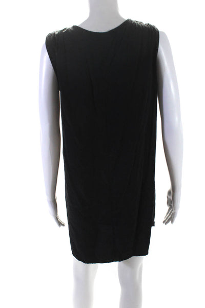 Feel The Piece Womens V Neck Sleeveless Mini Shift Dress Black Silk Size XS/S