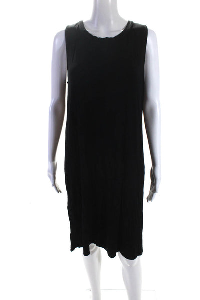 August Silk Womens Lace Up Jersey Sleeveless Shift Dress Black Size Large