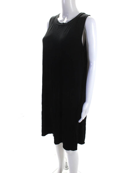 August Silk Womens Lace Up Jersey Sleeveless Shift Dress Black Size Large