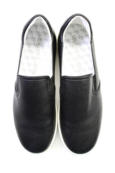 Stuart Weitzman Womens Leather Slip On Casual Sneakers Black Size 39 8.5