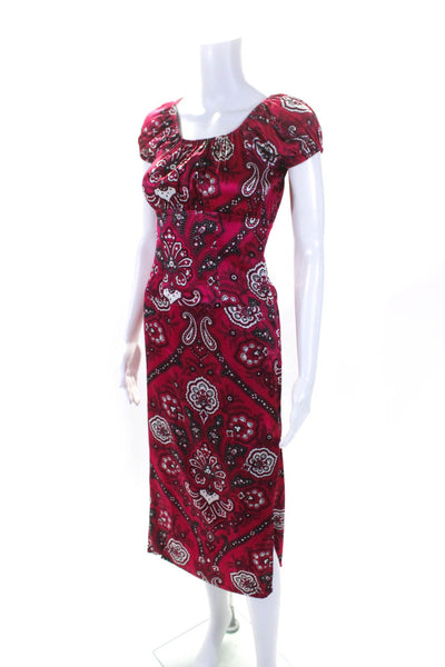 Caroline Constas Womens Silk Paisley Print Dresses Pink Black Size Extra Small