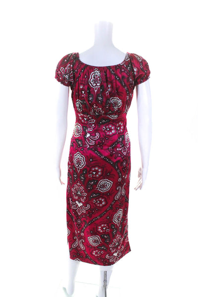 Caroline Constas Womens Silk Paisley Print Dresses Pink Black Size Extra Small