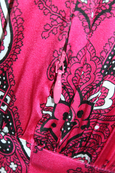 Caroline Constas Womens Silk Paisley Print Dresses Pink Black Size Extra Small