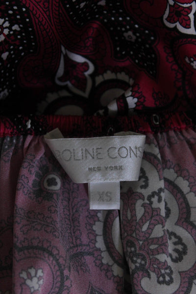 Caroline Constas Womens Silk Paisley Print Dresses Pink Black Size Extra Small