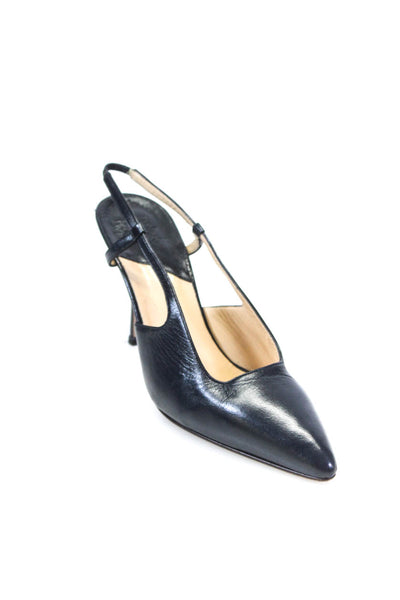 Charles Jourdan Paris Womens Leather Pointed Toe Slingback Heels Black Size 7.5