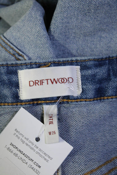 Driftwood Womens Cotton Patchwork Fringed Hem Front Slit Denim Skirt Blue Size 2