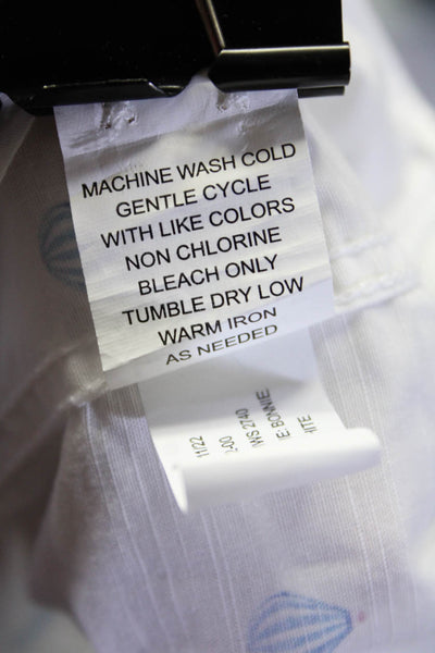 Johnnie-o Mens Cotton Short Sleeve Graphic Print Button Down Shirt White Size S