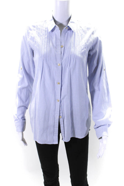 Birds of Paradis Women's Collared Long Sleeves Button Down Stripe Blouse Size S