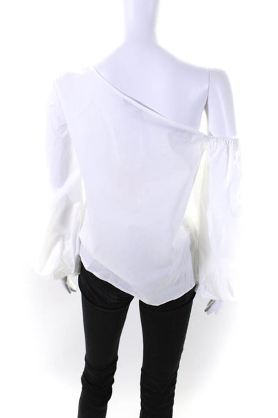 Pearl Women's Asymmetrical Long Sleeves Cotton Blouse White Size XS